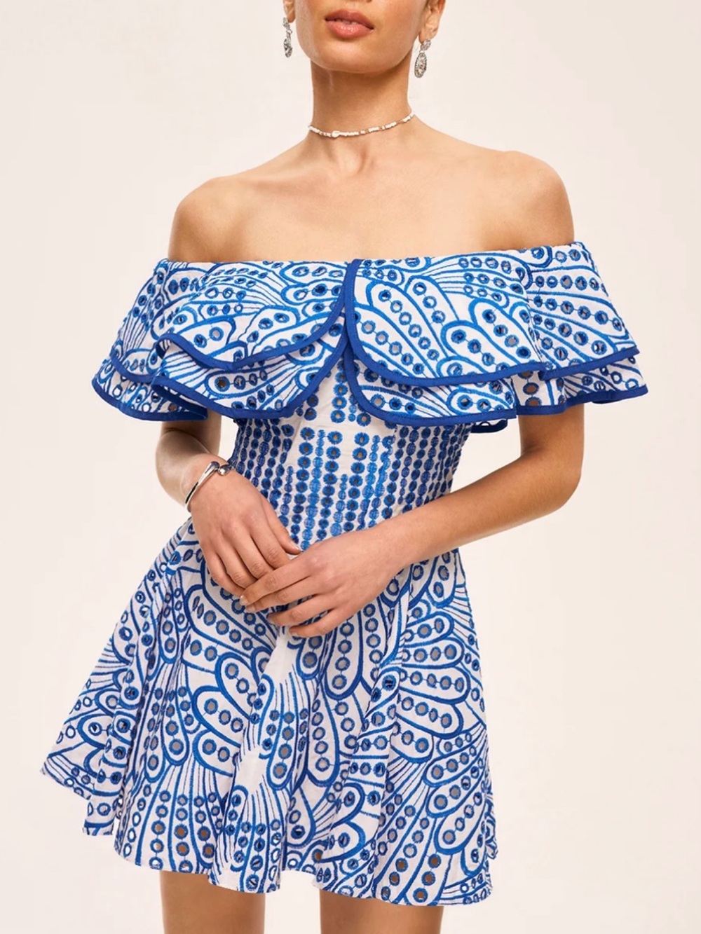 Semi-Sheer Off-Shoulder Ruffled Dress